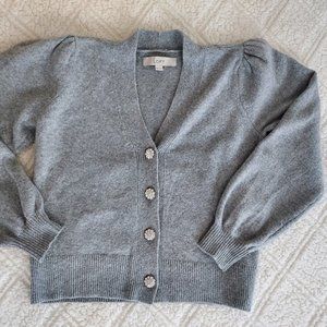 LOFT XS gray cardigan with sparkly buttons